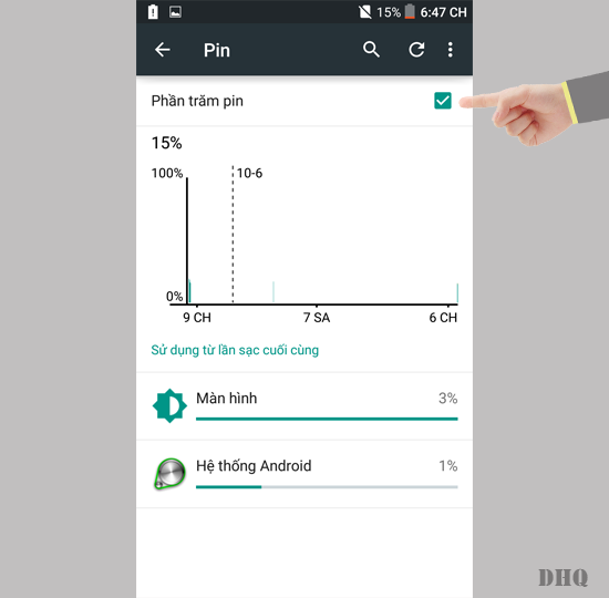 Tích chọn phần trăm pin